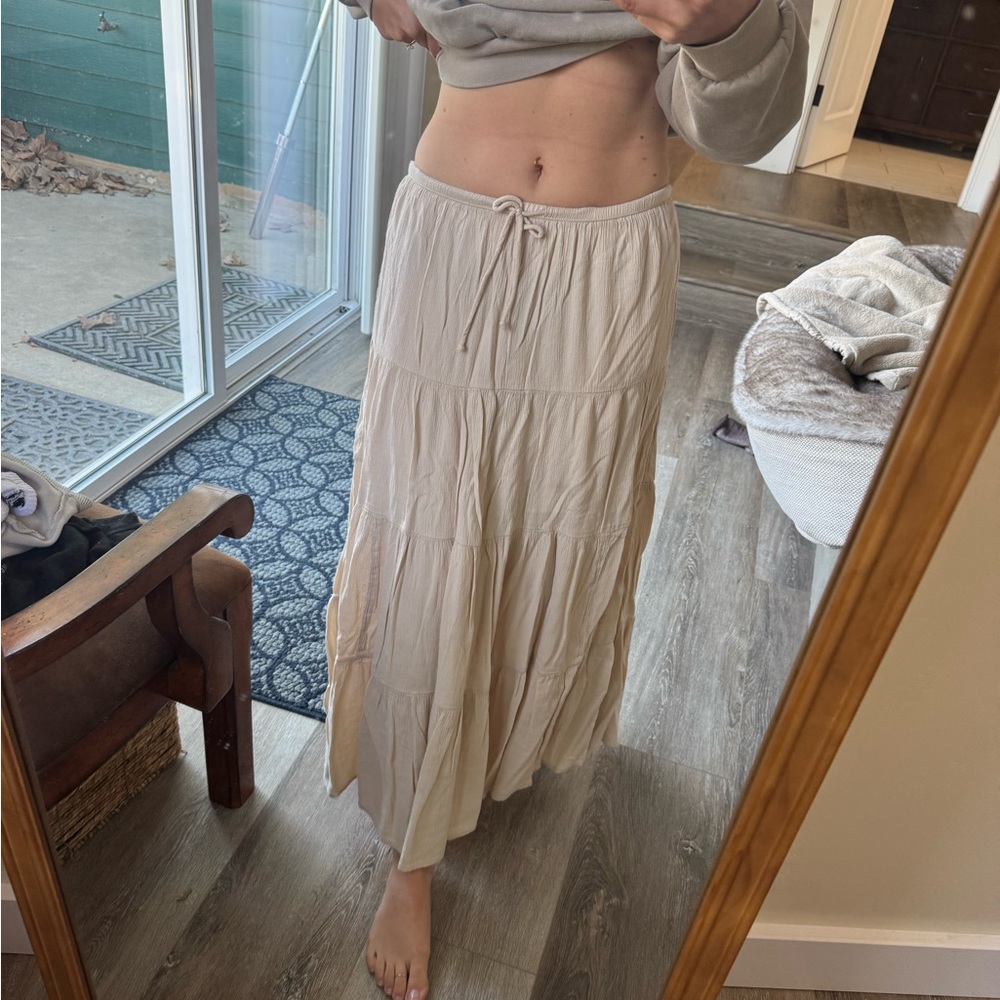 Aerie Cream Maxi Skirt
